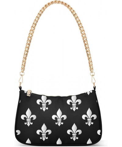 Mardi Gras Fleur de Lis on Black Shoulder Purse for Women Mini Bag Tote Handbag Mardi Gras Fleur De Lis on Black $12.22 Totes