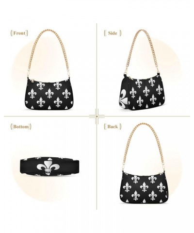 Mardi Gras Fleur de Lis on Black Shoulder Purse for Women Mini Bag Tote Handbag Mardi Gras Fleur De Lis on Black $12.22 Totes