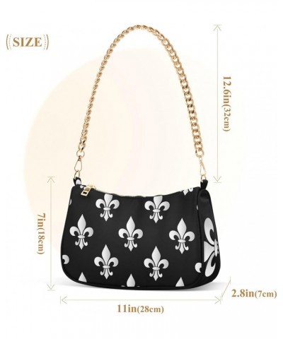 Mardi Gras Fleur de Lis on Black Shoulder Purse for Women Mini Bag Tote Handbag Mardi Gras Fleur De Lis on Black $12.22 Totes