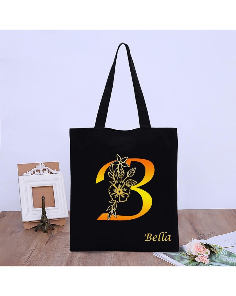 Customized Letters Canvas Handbag Black Handbag Personalized Name Letter Combination Initial Bag Purchase Bag Shoulder Bag $1...