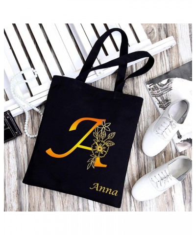 Customized Letters Canvas Handbag Black Handbag Personalized Name Letter Combination Initial Bag Purchase Bag Shoulder Bag $1...