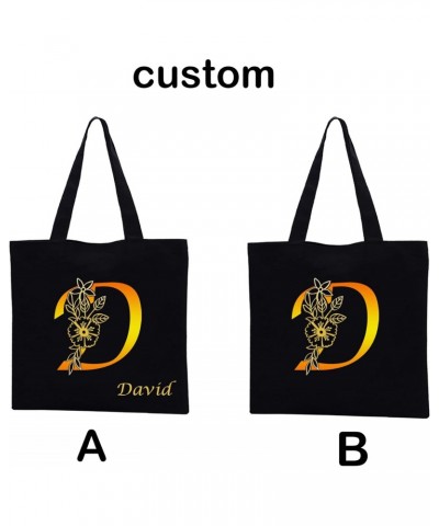 Customized Letters Canvas Handbag Black Handbag Personalized Name Letter Combination Initial Bag Purchase Bag Shoulder Bag $1...