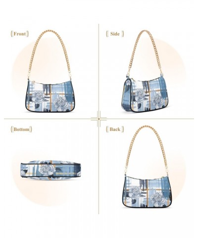 Rose Blue Stripe Shoulder Bag for Women Small Purse Mini Clutch Purse Handbag Purse with Chain Strap for Mum $14.70 Shoulder ...