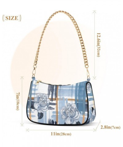 Rose Blue Stripe Shoulder Bag for Women Small Purse Mini Clutch Purse Handbag Purse with Chain Strap for Mum $14.70 Shoulder ...