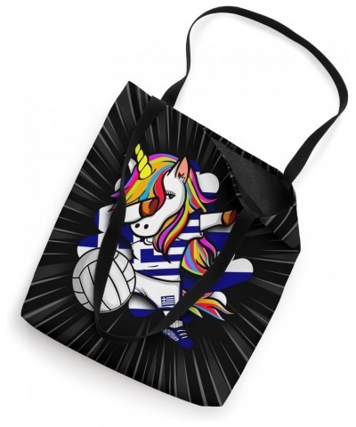 Dabbing Unicorn Greece Volleyball Fans Jersey Greek Flag Tote Bag $13.45 Totes