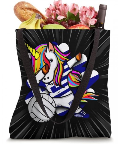 Dabbing Unicorn Greece Volleyball Fans Jersey Greek Flag Tote Bag $13.45 Totes