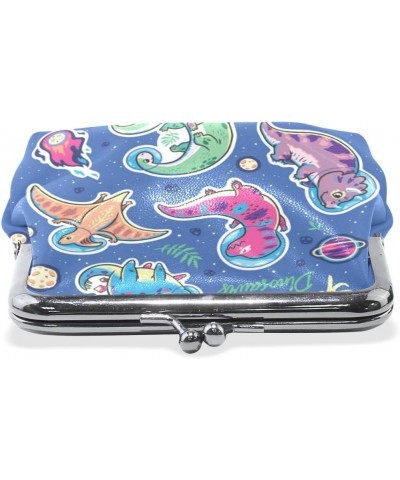 Funny Cartoon Dinosaur Astronauts Coin Purse Retro Money Pouch with Kiss-lock Buckle Wallet Bag Card Holder for Women and Gir...