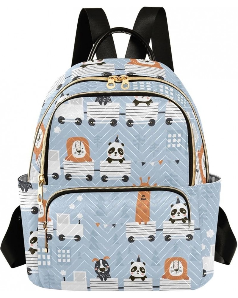 Cartoon Animals Pattern Mini Backpack Purse for Women, Panda Lion Giraffe Travel Backpack Fashion Backpack Lightweight Should...