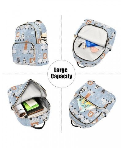 Cartoon Animals Pattern Mini Backpack Purse for Women, Panda Lion Giraffe Travel Backpack Fashion Backpack Lightweight Should...