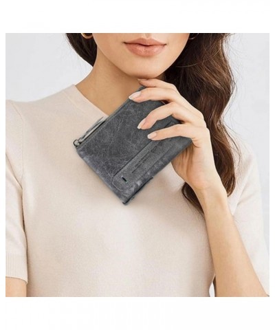 Soft Leather Wallet for Women Small Bifold Coin Purse Double Zipper Card Holder with RFID Blocking (Rose Tan) Grey $20.64 Wal...