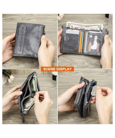 Soft Leather Wallet for Women Small Bifold Coin Purse Double Zipper Card Holder with RFID Blocking (Rose Tan) Grey $20.64 Wal...