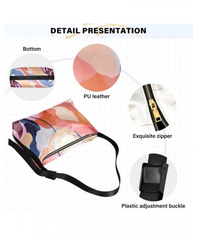 Modern Flowers Floral Hobo Shoulder Bag for Women Men PU Leather Crossbody Bag Slouchy Tote Handbags for Shopping Traveling W...