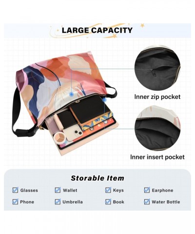 Modern Flowers Floral Hobo Shoulder Bag for Women Men PU Leather Crossbody Bag Slouchy Tote Handbags for Shopping Traveling W...