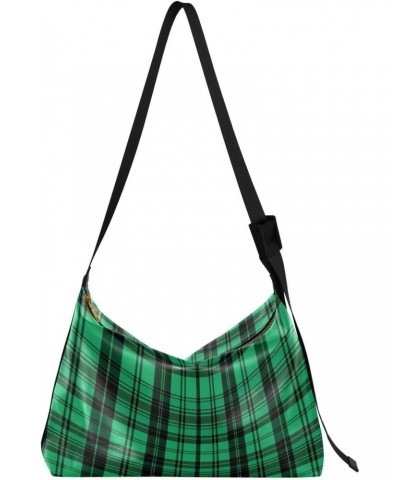 St. Patrick's Green Plaid Faux Leather shoulder Bag Women's Soft Large Capacity Work Bag Shoulder Bag Travel Crossbody Purse ...