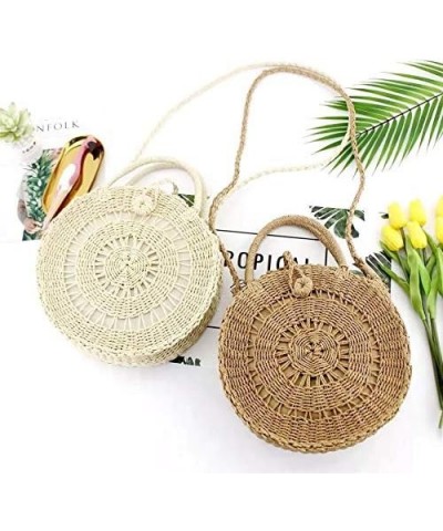 Straw Crossbody Bag Women Weave Shoulder Bag Round Summer Beach Purse and Handbags, Light Beige, Medium Light Beige $17.74 Totes