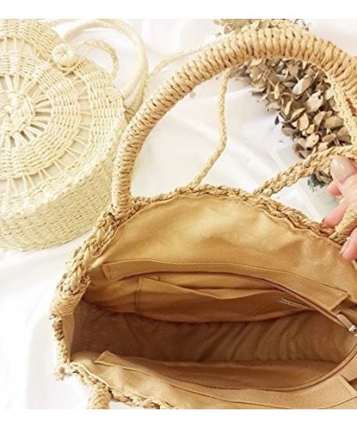 Straw Crossbody Bag Women Weave Shoulder Bag Round Summer Beach Purse and Handbags, Light Beige, Medium Light Beige $17.74 Totes