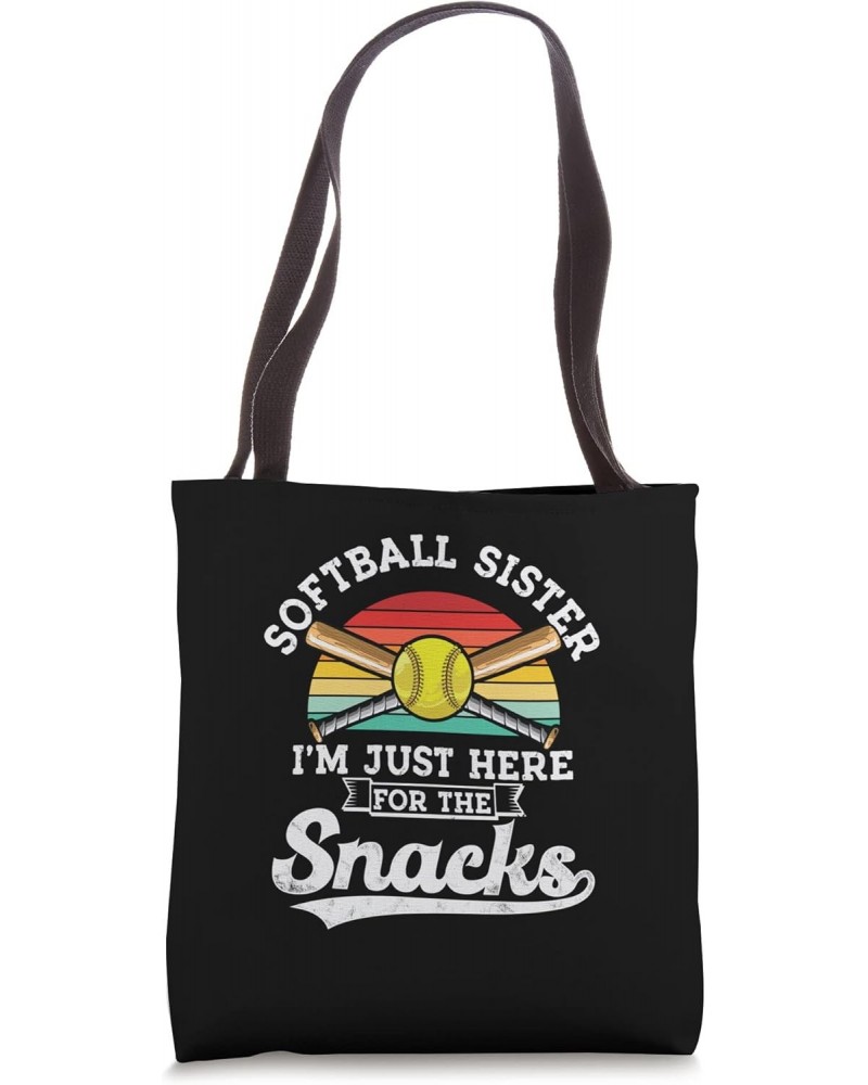 Softball sister I'm Just Here for the snacks retro Softball Tote Bag $13.67 Totes