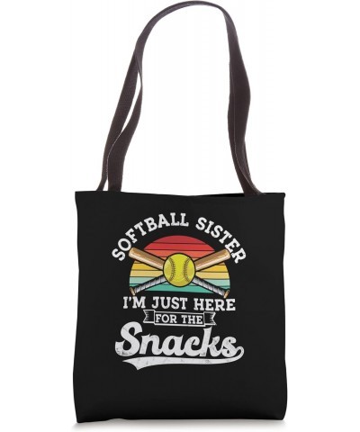 Softball sister I'm Just Here for the snacks retro Softball Tote Bag $13.67 Totes