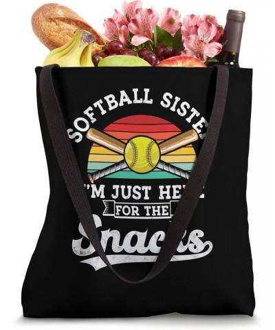 Softball sister I'm Just Here for the snacks retro Softball Tote Bag $13.67 Totes