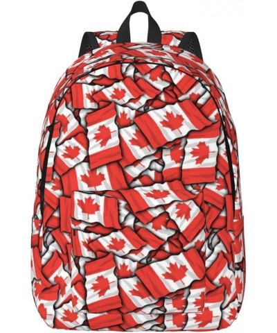 Canadian Flag Print Unisex Canvas Backpack Cute Backpack For Travel Sports Casual Aesthetic Backpack Black Small $23.47 Backp...