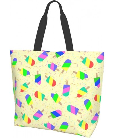 FlowerSkull Tote Bag Shoulder Bag for Women 19.7x15.7Inch Popsicles $15.37 Totes