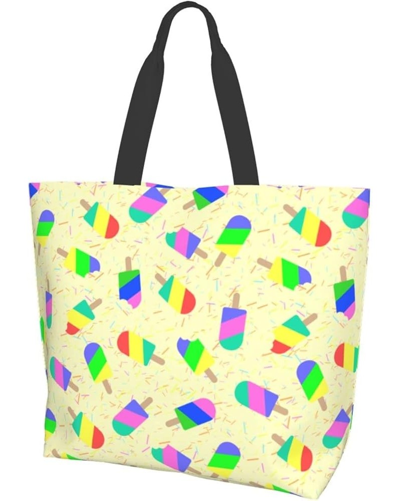 FlowerSkull Tote Bag Shoulder Bag for Women 19.7x15.7Inch Popsicles $15.37 Totes