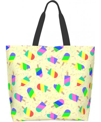 FlowerSkull Tote Bag Shoulder Bag for Women 19.7x15.7Inch Popsicles $15.37 Totes