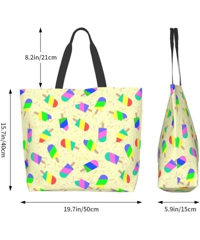 FlowerSkull Tote Bag Shoulder Bag for Women 19.7x15.7Inch Popsicles $15.37 Totes