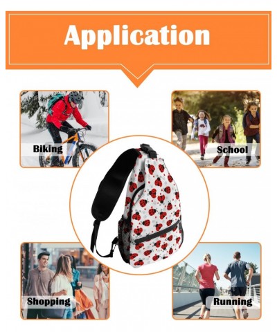 Sling Bag Crossbody Bag for Women Men Ladybug Red Wings and Black Dots White Waterproof Hiking Backpack Lightweight Chest Sho...