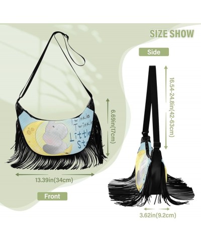 Women Fringe Tassel Cross Body Bag Cute Elephant Baby Blue Leisure Shoulder Bag Color275 $12.42 Crossbody Bags