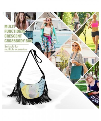 Women Fringe Tassel Cross Body Bag Cute Elephant Baby Blue Leisure Shoulder Bag Color275 $12.42 Crossbody Bags