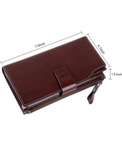 Women Wallet Large Capacity Luxury Wax Genuine Leather Wallet Purse with Zipper Pocket $35.88 Wallets