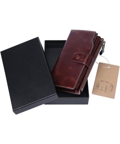 Women Wallet Large Capacity Luxury Wax Genuine Leather Wallet Purse with Zipper Pocket $35.88 Wallets