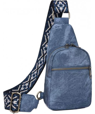 Cute Sling Chest Bag Small Crossbody Purse Bag for Women Lady Guitar Shoulder Strap Vintage Style Daypack PU Leather Blue $13...