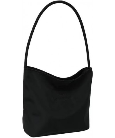 South Korea carrying nylon bag women's embroidery underarm bag all shoulder bucket bag (Black) $12.10 Crossbody Bags