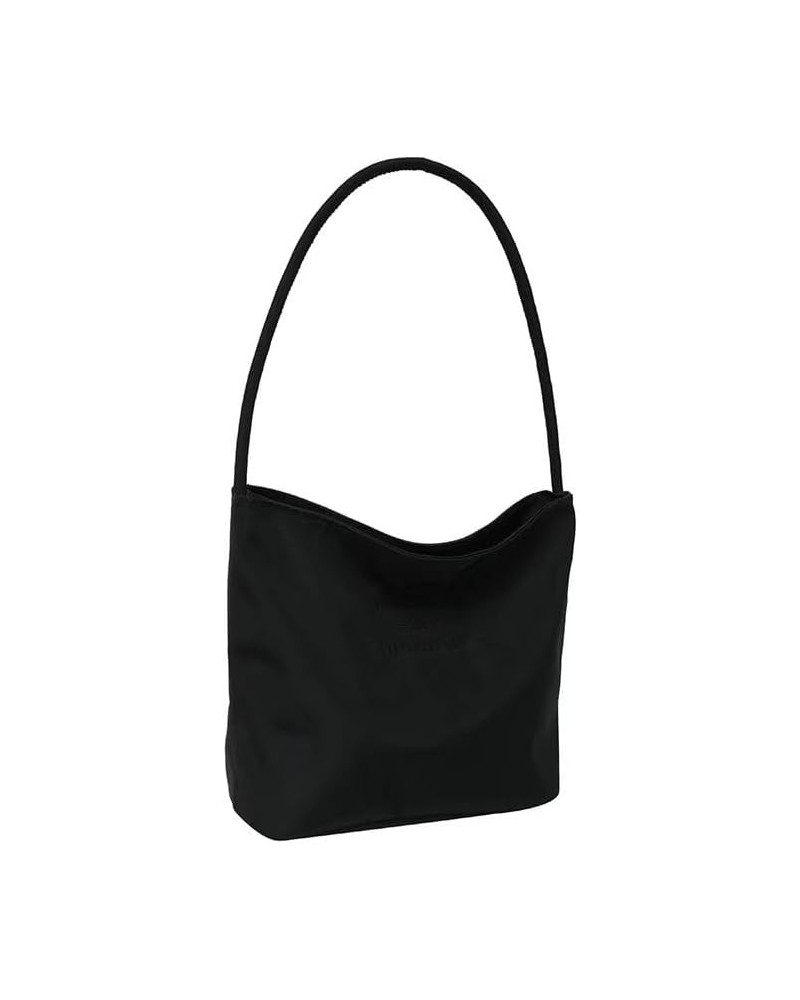 South Korea carrying nylon bag women's embroidery underarm bag all shoulder bucket bag (Black) $12.10 Crossbody Bags