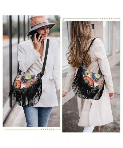 Colorful Traditional Japanese Umbrellas Crossbody Bag for Women Fringe Shoulder Bag with Adjustable Strap $14.03 Crossbody Bags