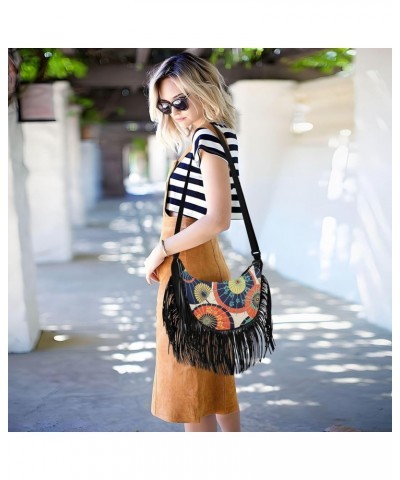 Colorful Traditional Japanese Umbrellas Crossbody Bag for Women Fringe Shoulder Bag with Adjustable Strap $14.03 Crossbody Bags