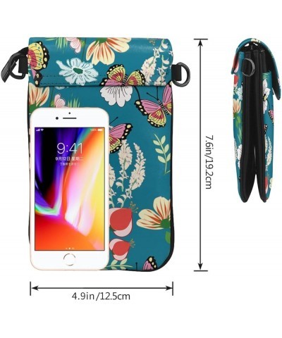 Small Crossbody Phone Bags for Women Leather Cell Phone Purse Lightweight Cell Phone Wallet Girls Butterfly Flowers $16.70 Cr...