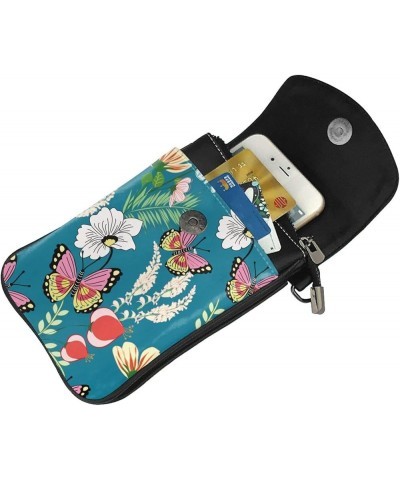 Small Crossbody Phone Bags for Women Leather Cell Phone Purse Lightweight Cell Phone Wallet Girls Butterfly Flowers $16.70 Cr...