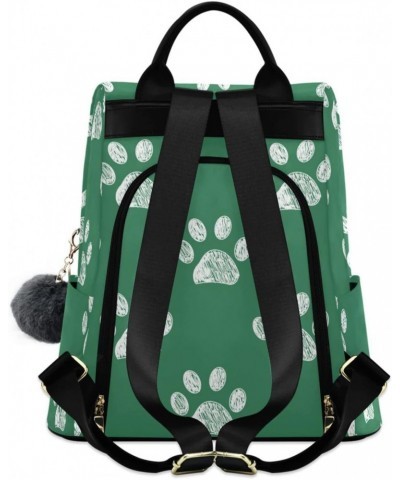 Vintage Doodle Paw Green Backpack Purse for Women Travel Casual Daypack College Bookbag Work Business Ladies Shoulder Bag $22...