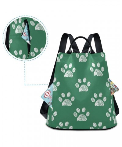 Vintage Doodle Paw Green Backpack Purse for Women Travel Casual Daypack College Bookbag Work Business Ladies Shoulder Bag $22...