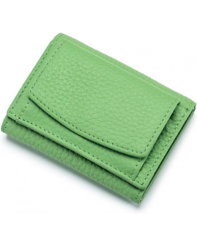 Genuine Leather Wallet for Women RFID Blocking Card Holder Coin Purse Anti-Theft Card Case Purse Minimalist Wallet Grass Gree...