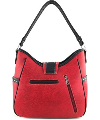 Western Floral Embroidery Studs Bling Rhinestone Buckle Shoulder Concealed Carry Handbag Purse Red Tote $34.29 Shoulder Bags