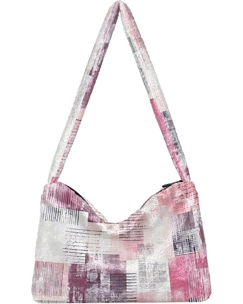 Abstract Watercolor Decoration Design Women's Hobo Handbag, Fluffy Bag Girls Ladies Hobo Handbags Watercolor Patchworked on $...