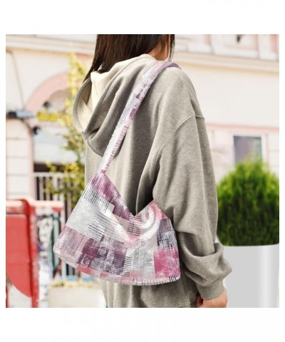 Abstract Watercolor Decoration Design Women's Hobo Handbag, Fluffy Bag Girls Ladies Hobo Handbags Watercolor Patchworked on $...