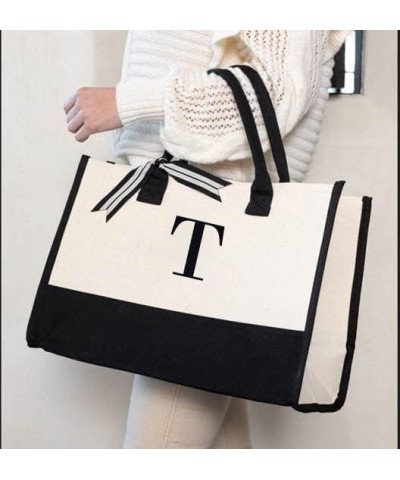 Classic Black and White Initial Canvas Tote Bags (L), 100% Cotton, 17" x 19" x 2 T $13.89 Totes