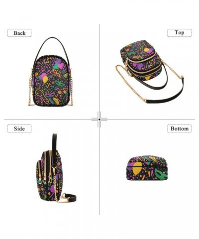 Mardi Gras Cell Phone Purse Masquerade Crown Heart Beads Crossbody Handbag Durable Shoulder Bag Sturdy Travel Pouch Compact C...