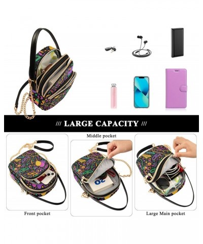 Mardi Gras Cell Phone Purse Masquerade Crown Heart Beads Crossbody Handbag Durable Shoulder Bag Sturdy Travel Pouch Compact C...