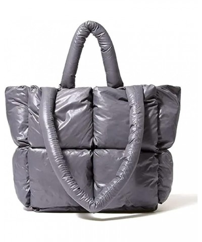 Large Puffer Tote Bag Winter Soft Puffer Down Padding Shoulder Bags Trendy Luxury Quilted Padded Handbags for Women Grey $29....